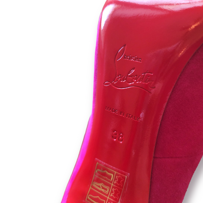 Christian Louboutin Pink Suede Hyper Prive Peep Toe Platform Pumps - photo 5 of 8