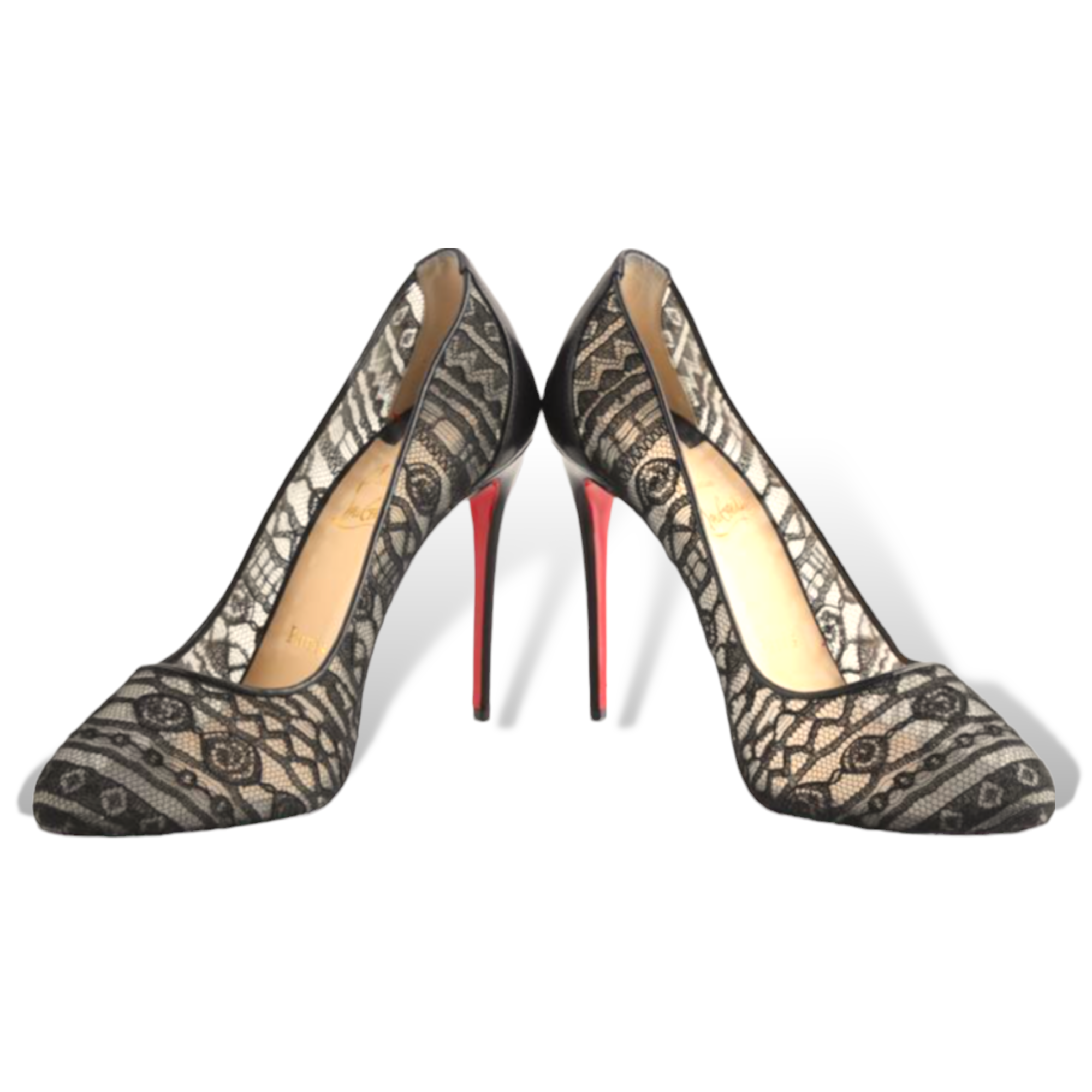 Christian Louboutin Black Dorissima Lace 100 Dentelle Pumps