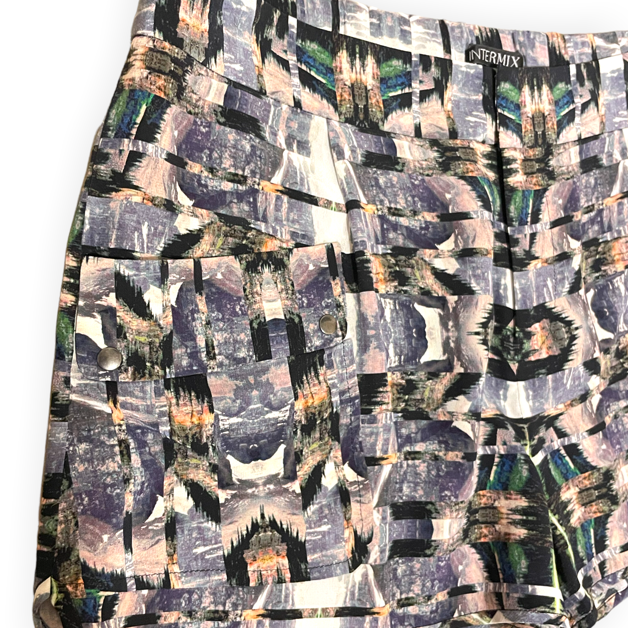 INTERMIX Purple Printed 100% Silk Shorts | Size: M |