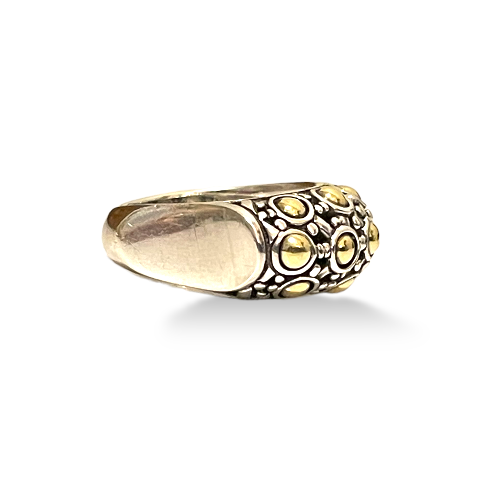 JOHN HARDY Dot Jaisalmer Collection .925 & 18k Gold Rectangular Ring |Size: 7|