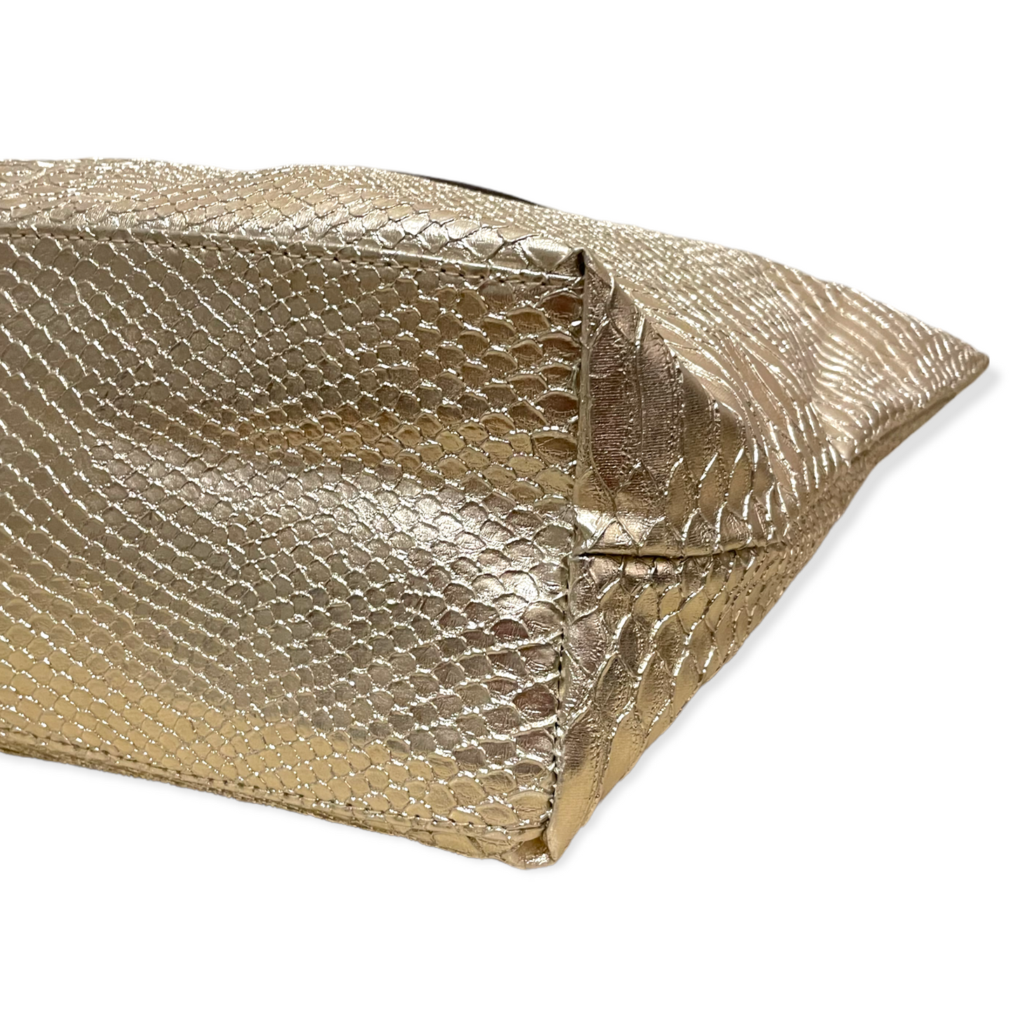 NEIMAN MARCUS Gold Python Embossed Tote