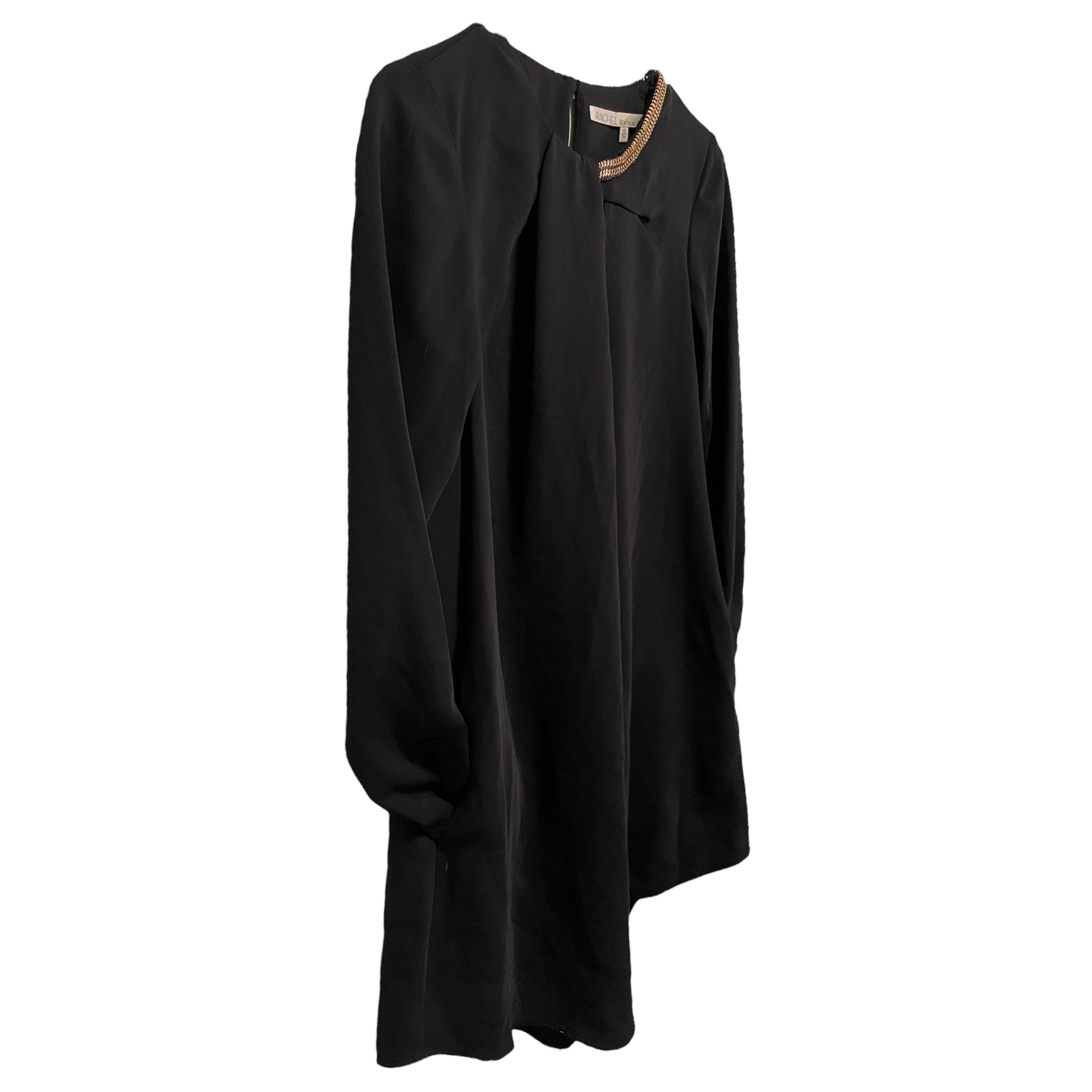 RACHEL Rachel Roy Black Long Sleeve Dress/Top with Gold Neckline Accent & Pockets |Size:XS|