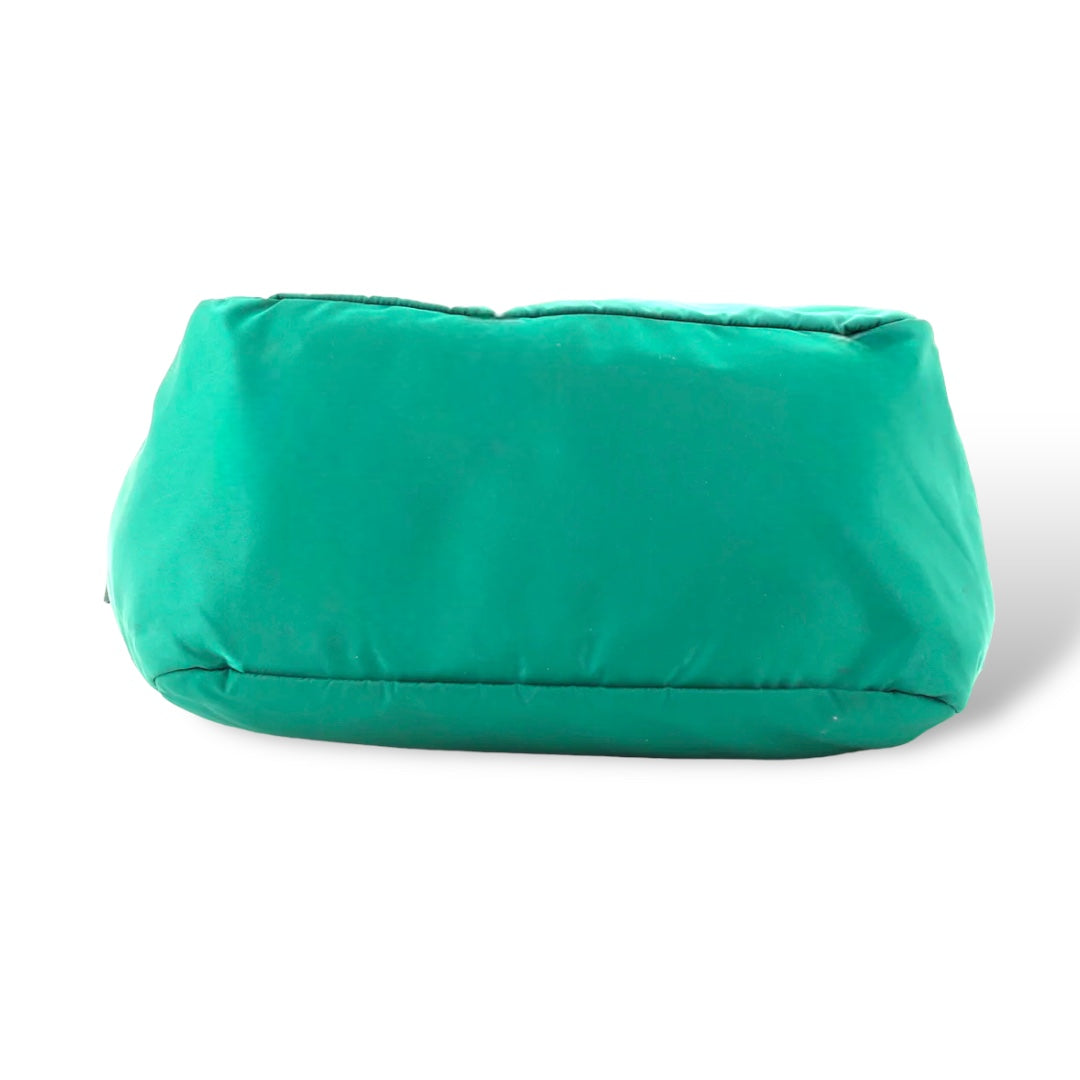 PRADA Convertible 2-Way Medium Tessuto Front Pocket Tote in Emerald Green