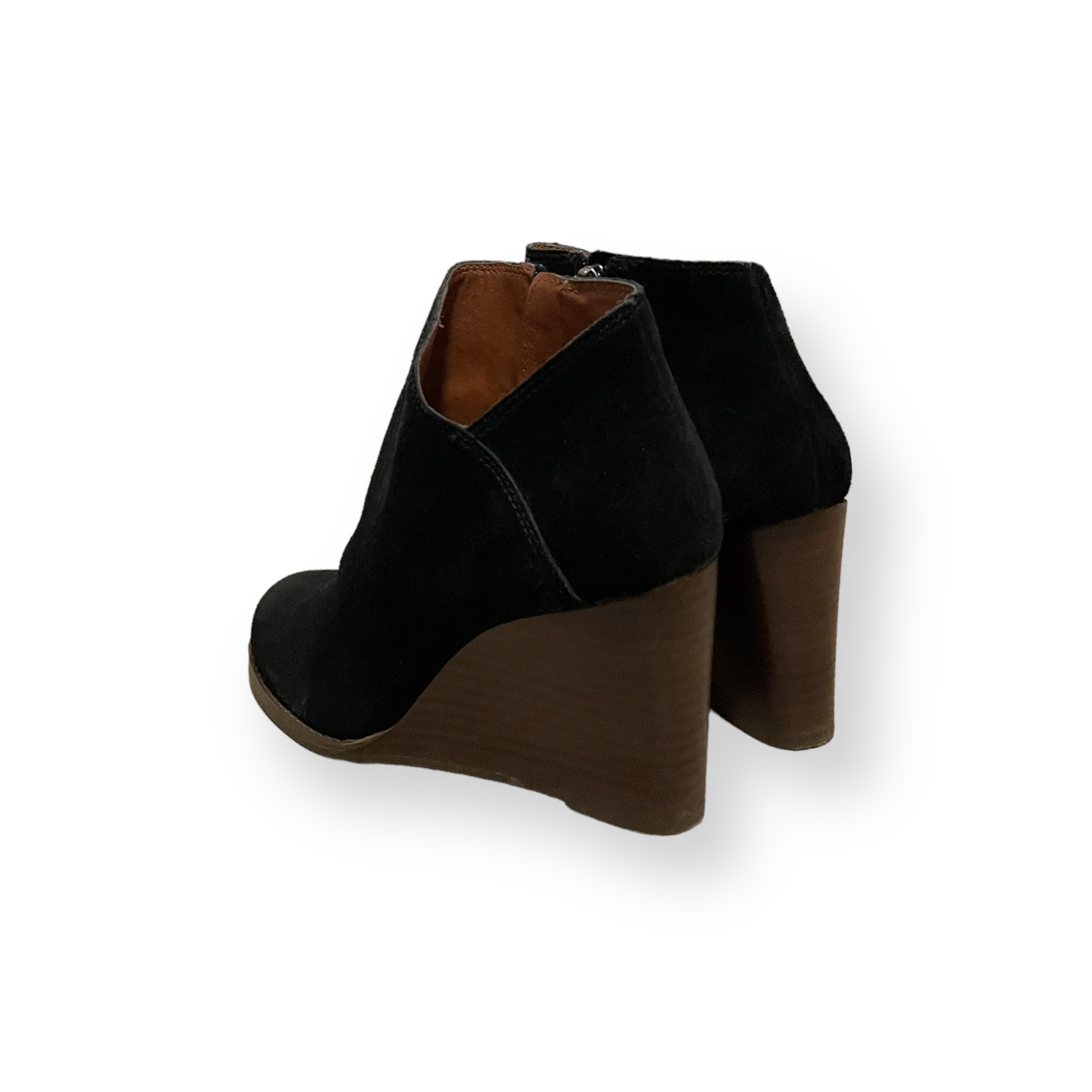 Lucky Brand Black Wooden Wedge Ankle Boots