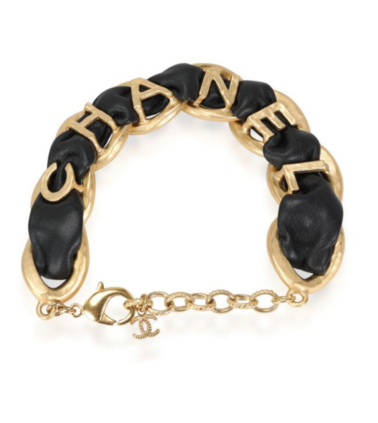 Chanel 2020 Metal & Lambskin Link Bracelet