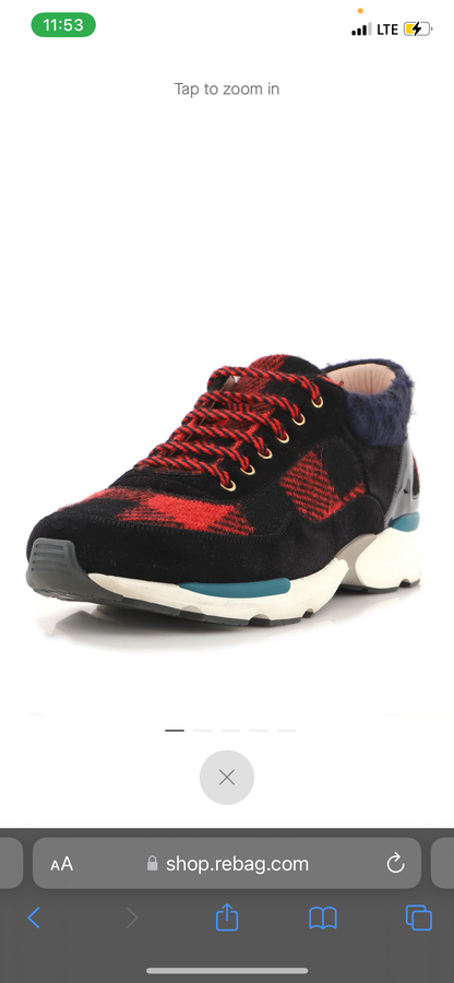 Chanel Women's CC Lace Up Sneakers Suede with Leather and Tweed - photo 5 of 5