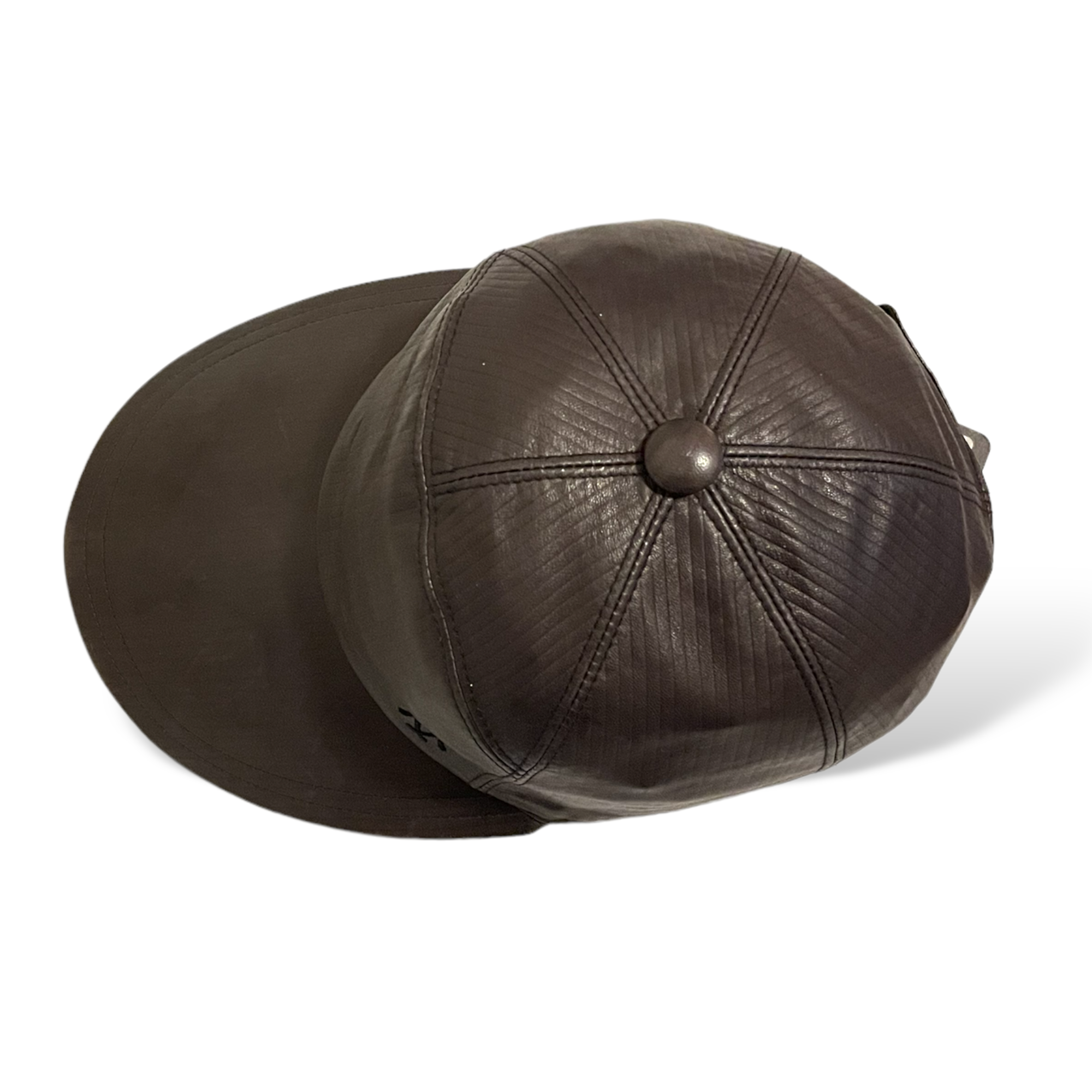 HERMÈS Vintage Dark Brown Lambskin Leather H Cap 🧢 |Size: 58|
