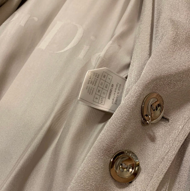 S/S 2004 Christian Dior by John Galliano Silver Satin Trench Coat Jacket