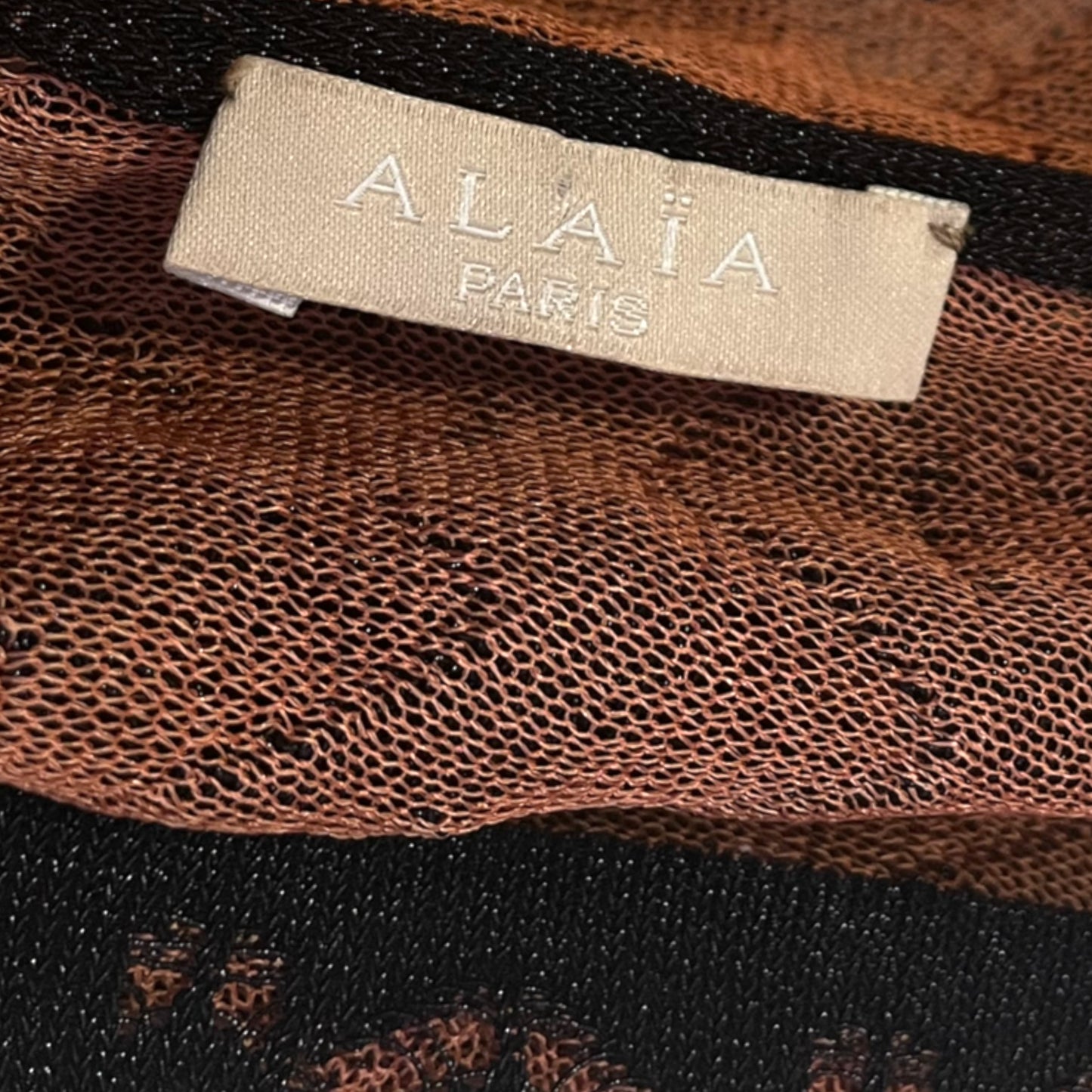 ALAÏA PARIS Orange/Coral & Black STUNNING Crochet Dress