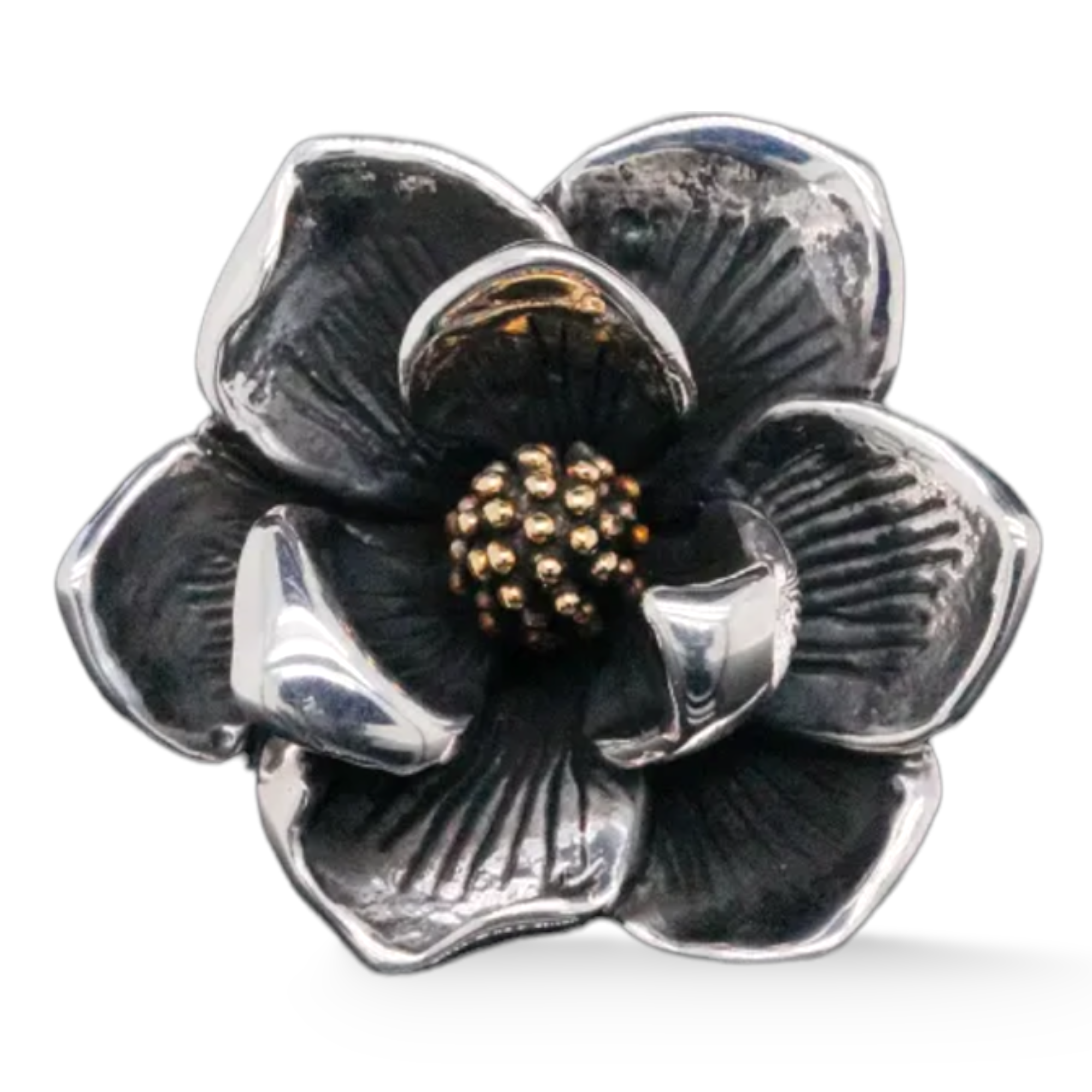 King Baby Solid Sterling Silver Magnolia Flower Ring