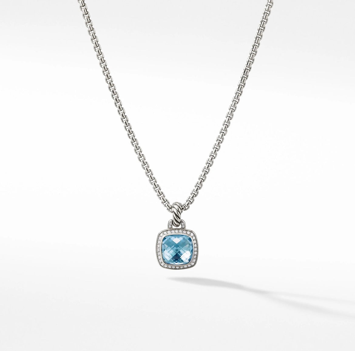 DAVID YURMAN Albion Pendant in Sterling Silver with Blue Topaz & Pavé Diamonds