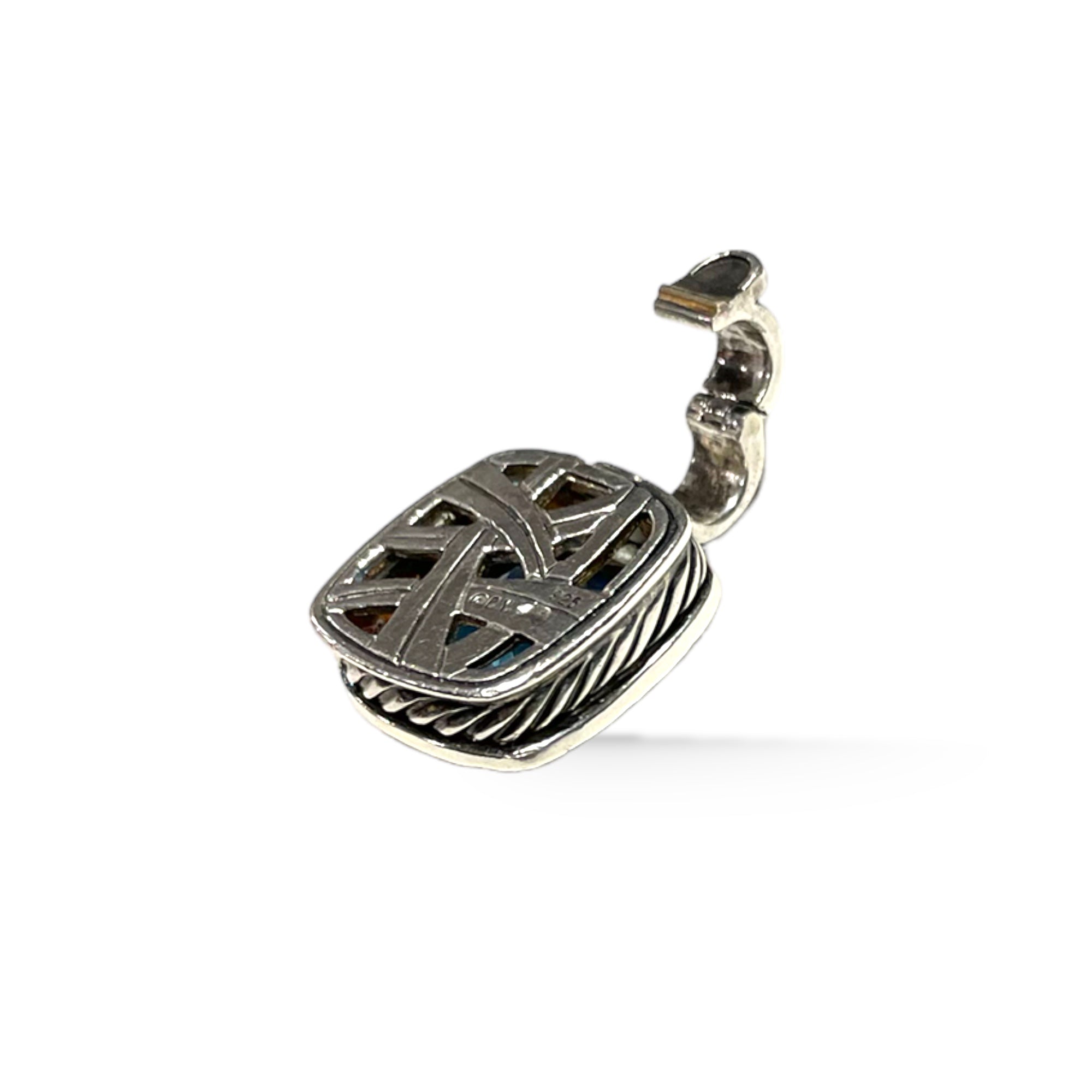 DAVID YURMAN Albion Pendant in Sterling Silver with Blue Topaz & Pavé Diamonds