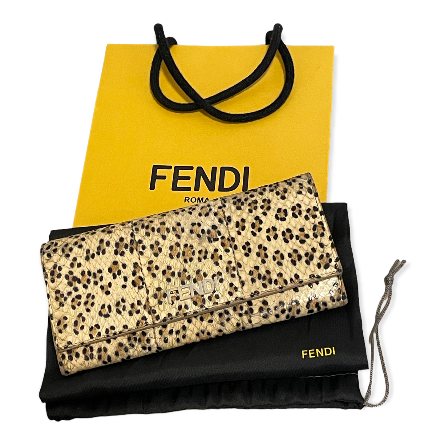 Super RARE Vintage Fendi Python Leopard Print Wallet