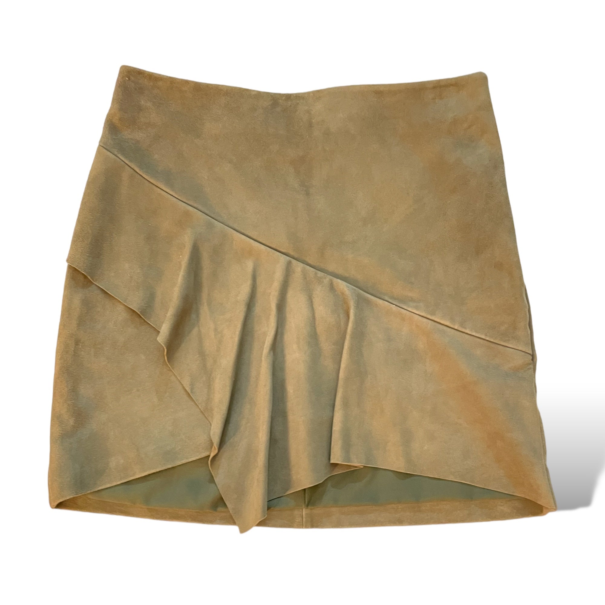 BA&SH Goat Leather Olive Green Mini Skirt |Size: Small|