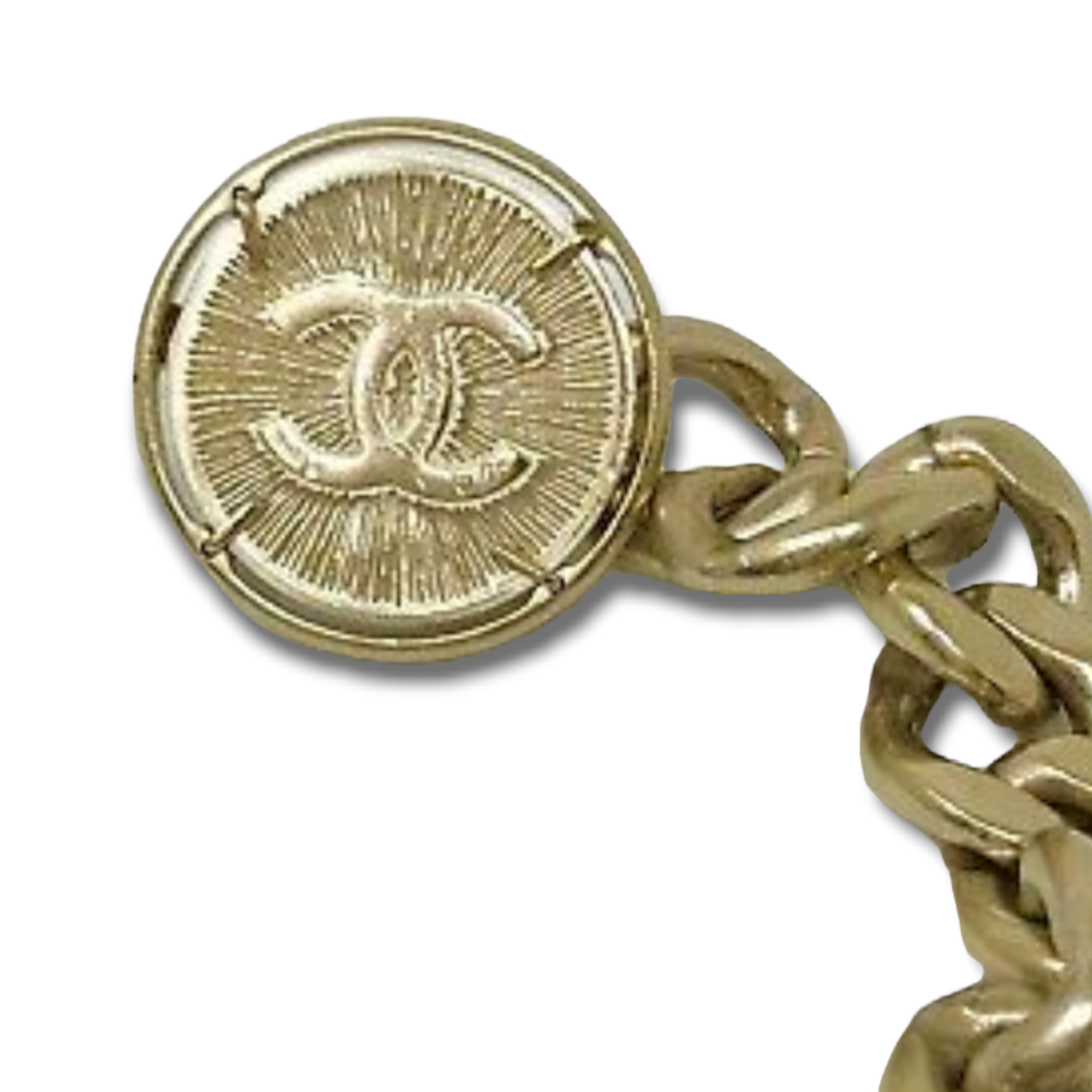 Vintage CHANEL Double CC Medallion Gold-Tone Chainlink Belt Spring 2006