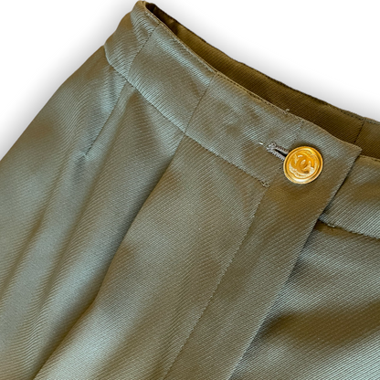 Vintage Chanel Women’s Military Green High-Waisted Wool & Silk Tailored Pants - photo 9 of 13