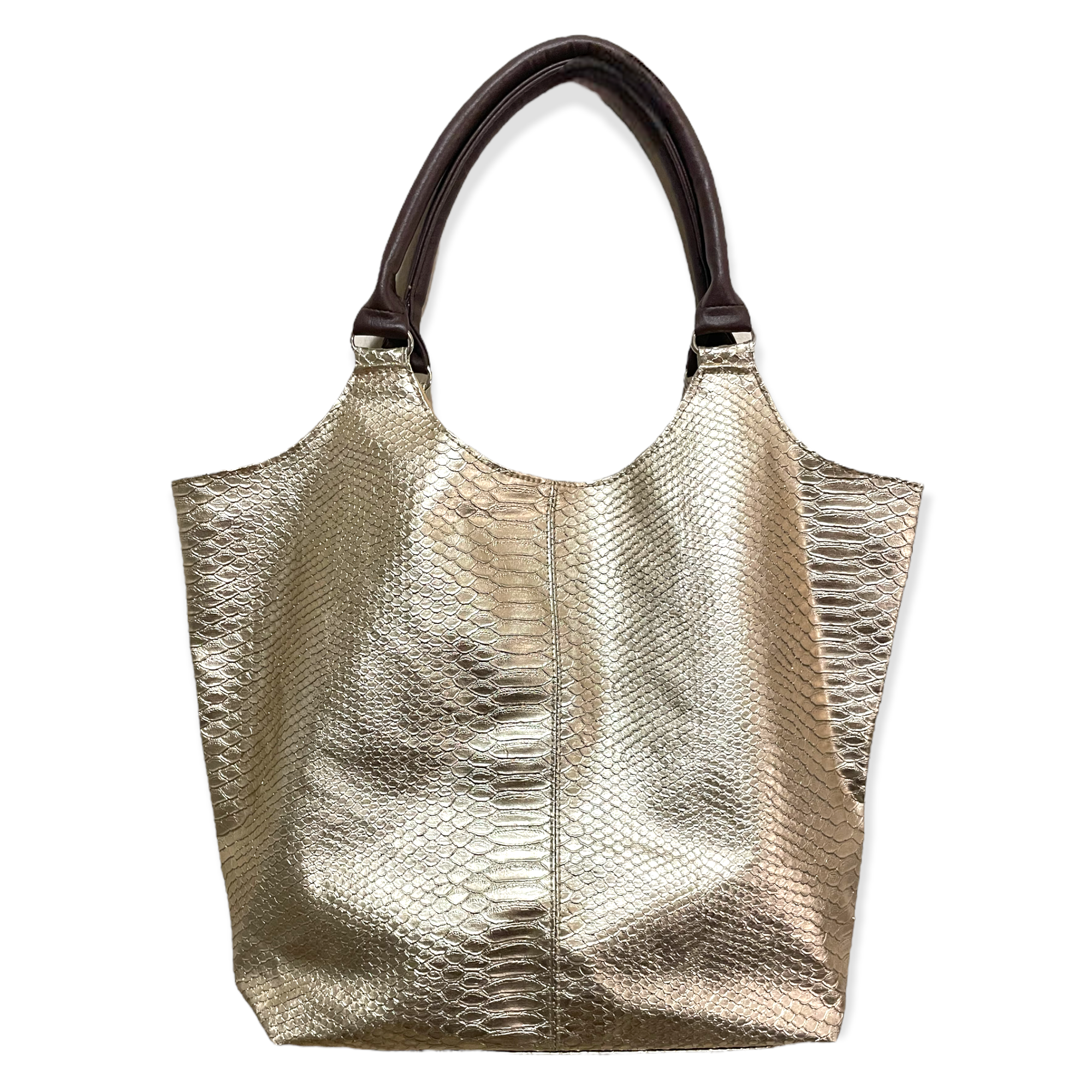 NEIMAN MARCUS Gold Python Embossed Tote