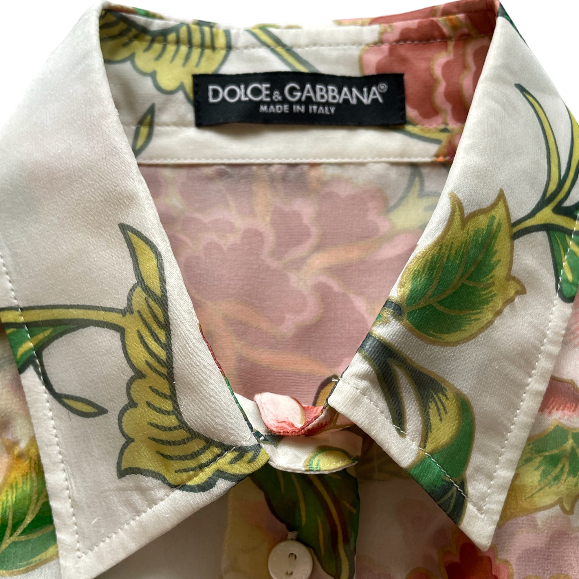 DOLCE & GABBANA Made in Italy Floral Silk Button Down Top