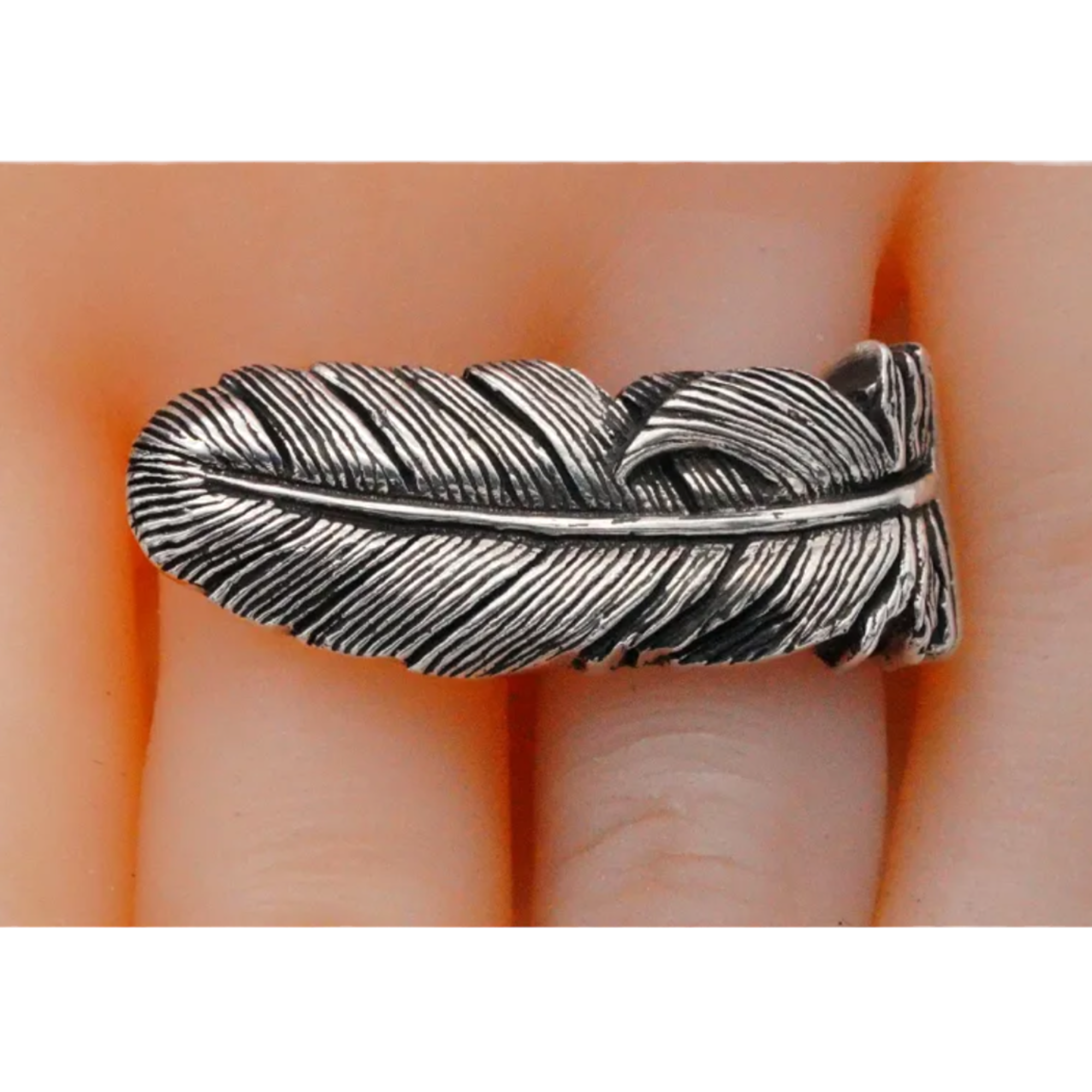 King Baby Solid Sterling Silver Raven Feather Ring