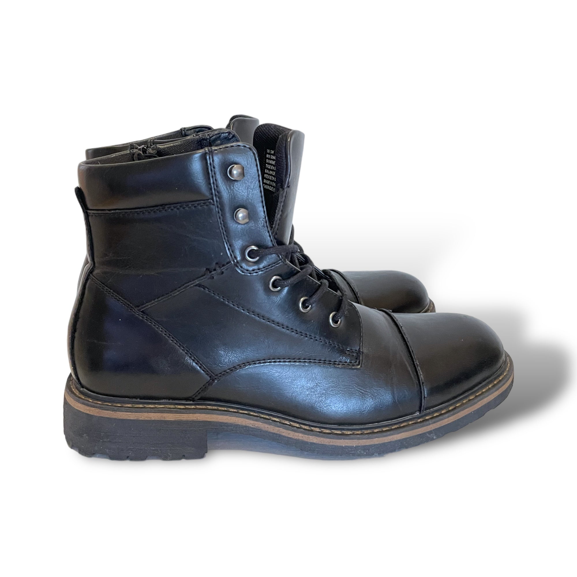 Mens PUBLIC OPINION Black Combat Boots |Size: 10.5|