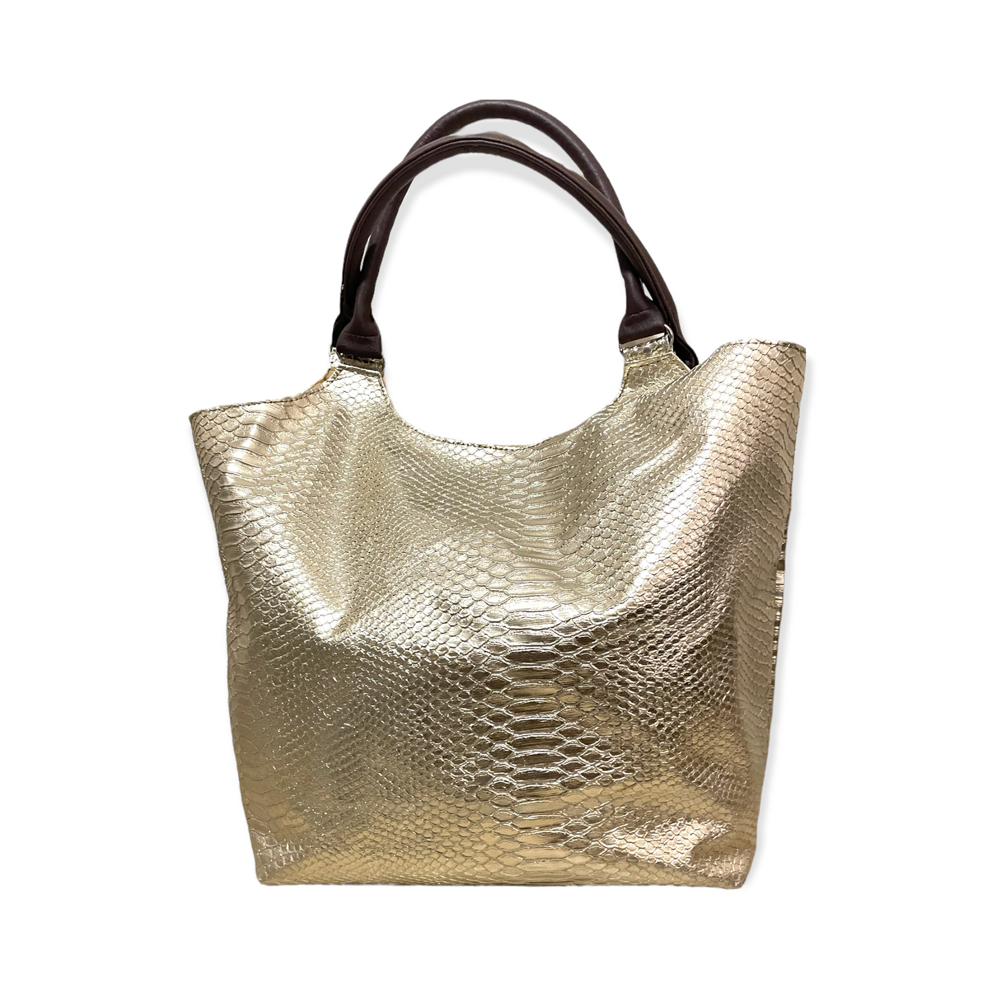 NEIMAN MARCUS Gold Python Embossed Tote