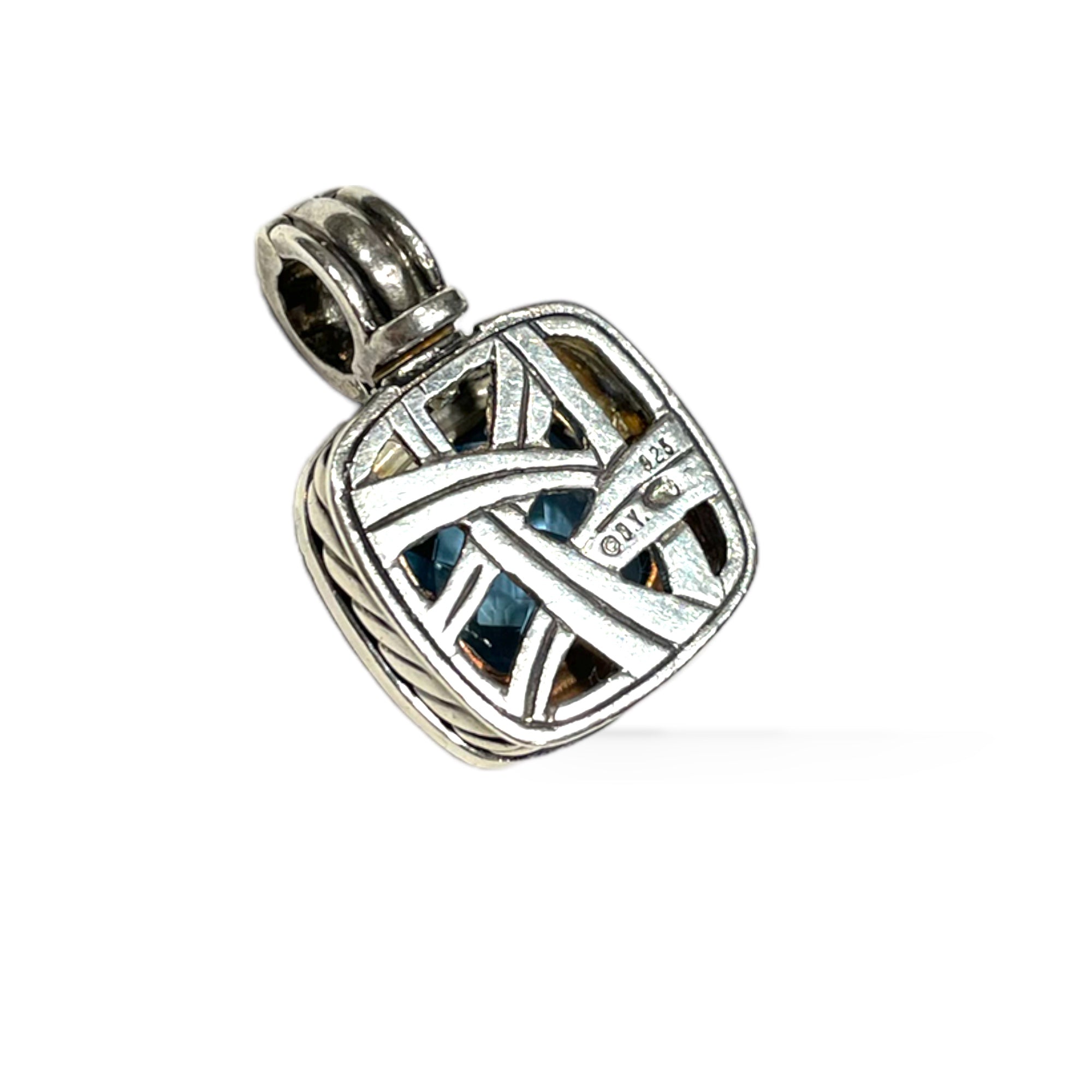 DAVID YURMAN Albion Pendant in Sterling Silver with Blue Topaz & Pavé Diamonds