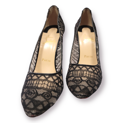 Christian Louboutin Black Dorissima Lace 100 Dentelle Pumps - photo 12 of 14