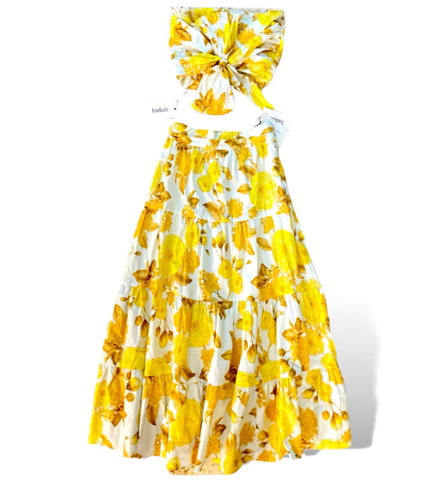 BA&SH Yellow Floral Print Maxi-Skirt & Top Set |Size: Medium| | US6|