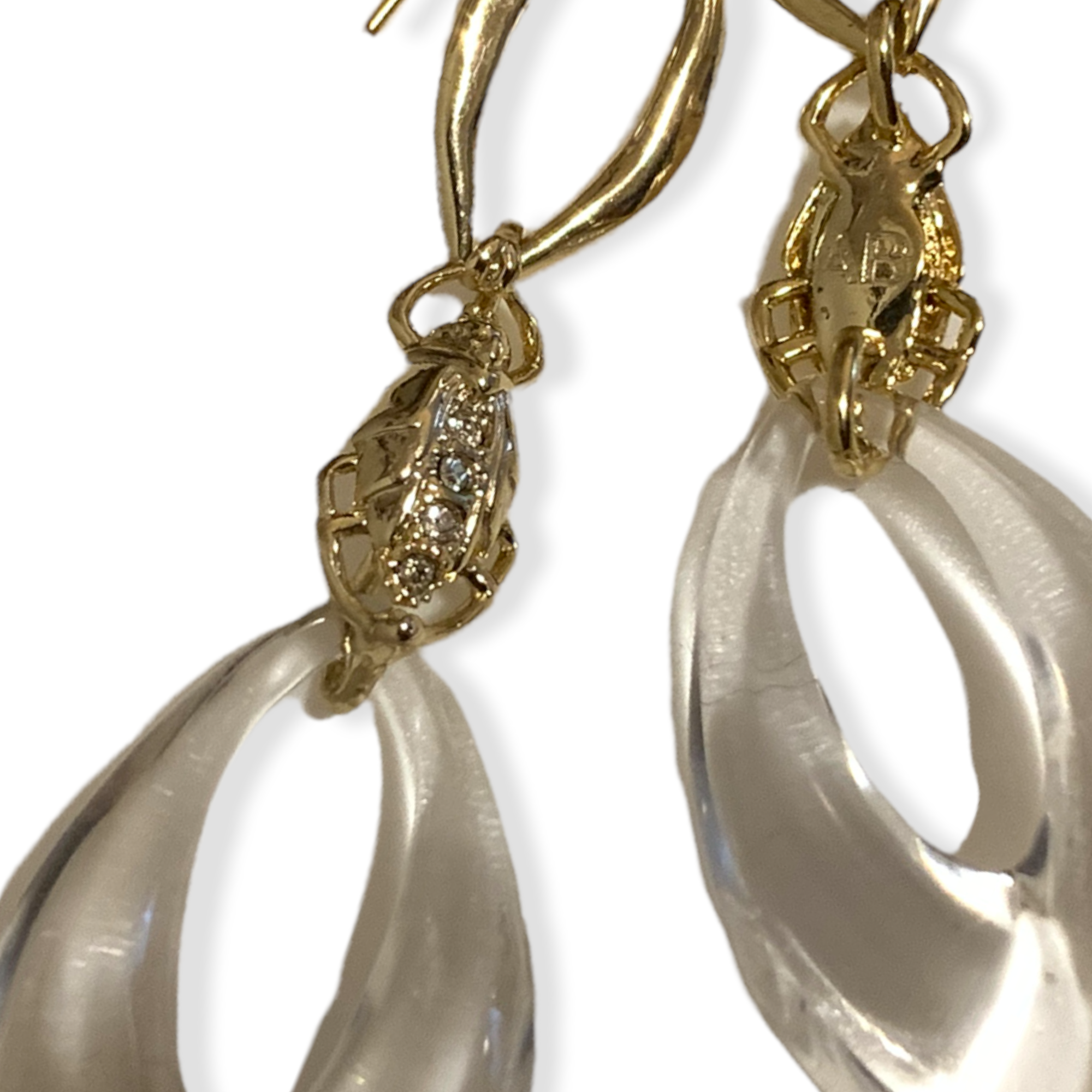 Alexis Bittar Clear Lucite & Gold Tone Metal Drop earrings
