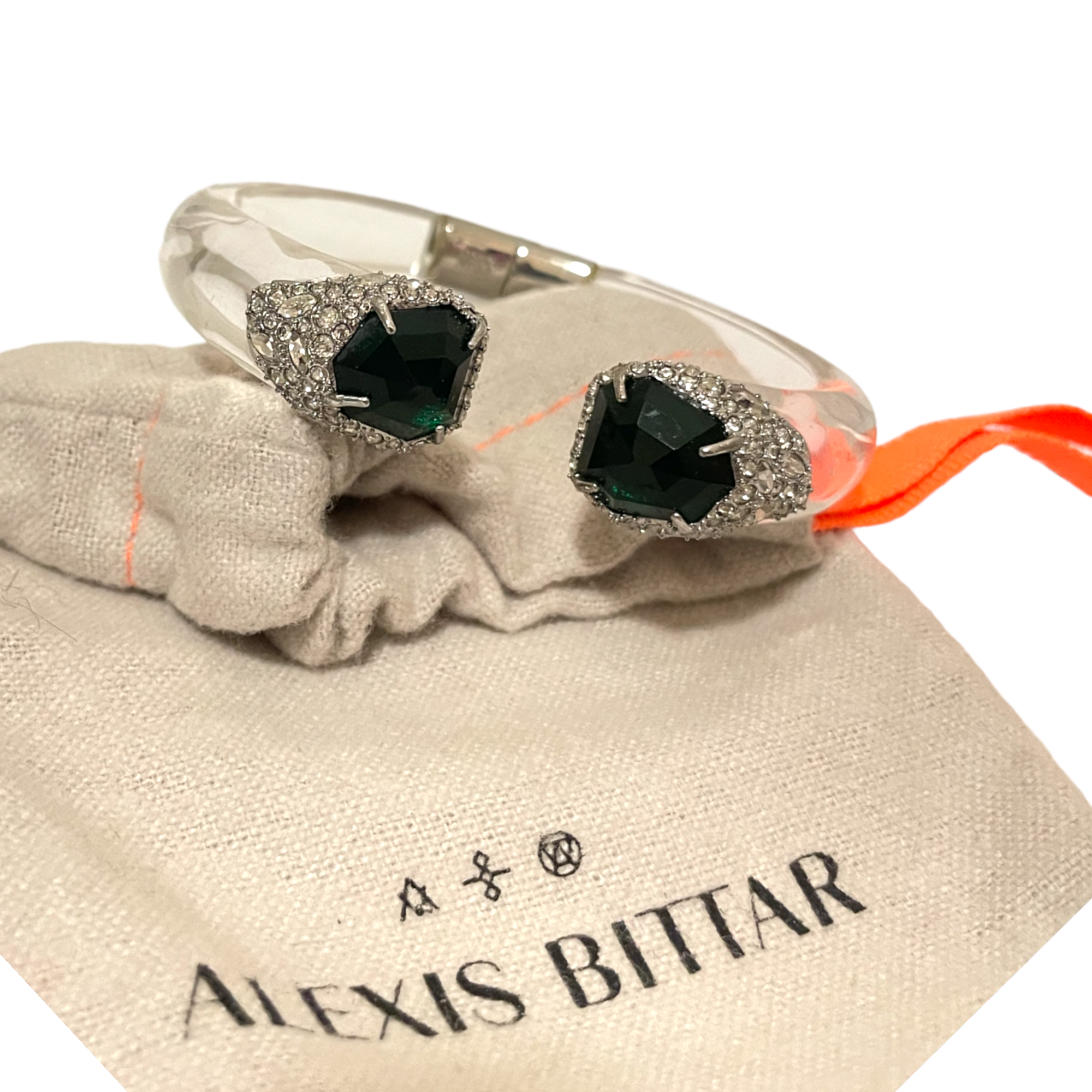 ALEXIS BITTAR Emerald Green, Crystal & Clear Resin Hinge Cuff