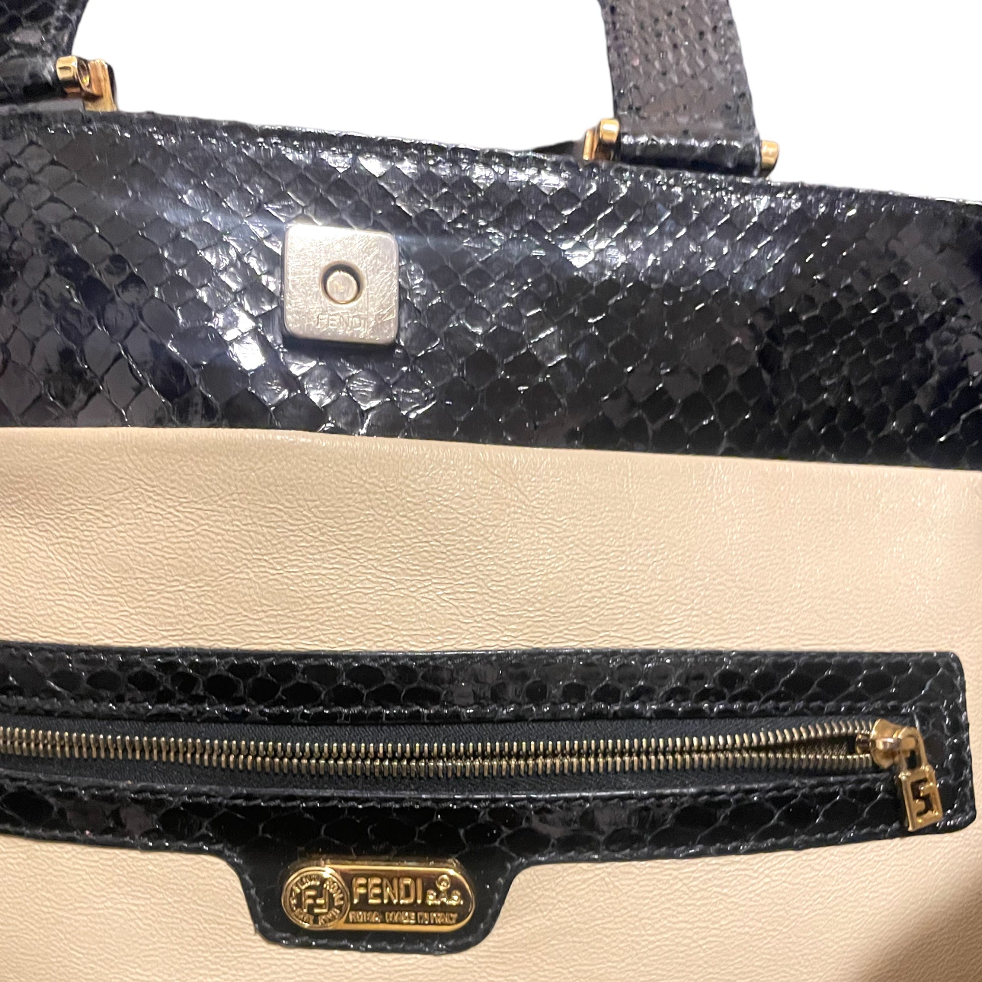 FENDI Vintage Exotic Twins Tote in Black Genuine Python