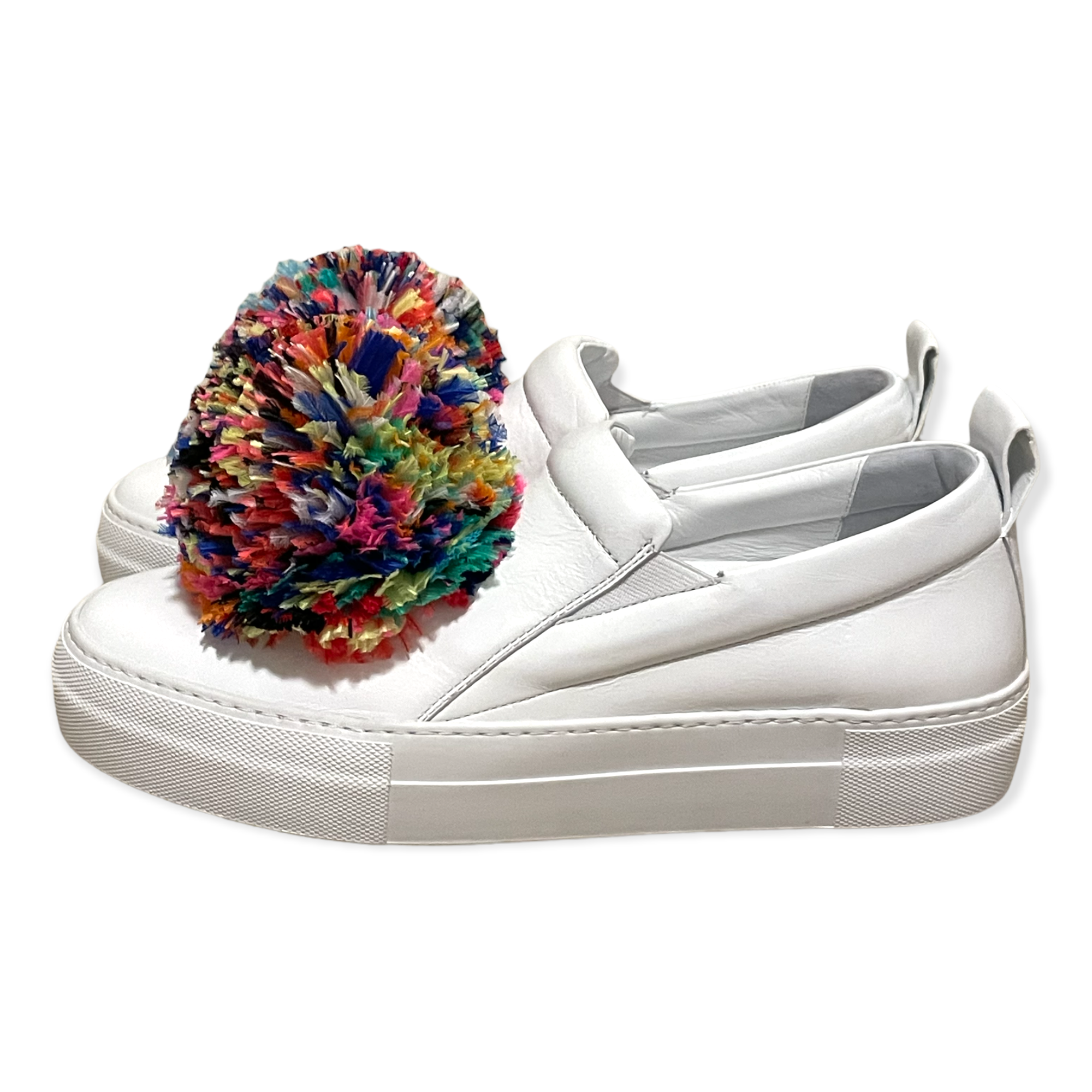EUGENIA KIM Feather Pom-Pom Slip-on Sneakers