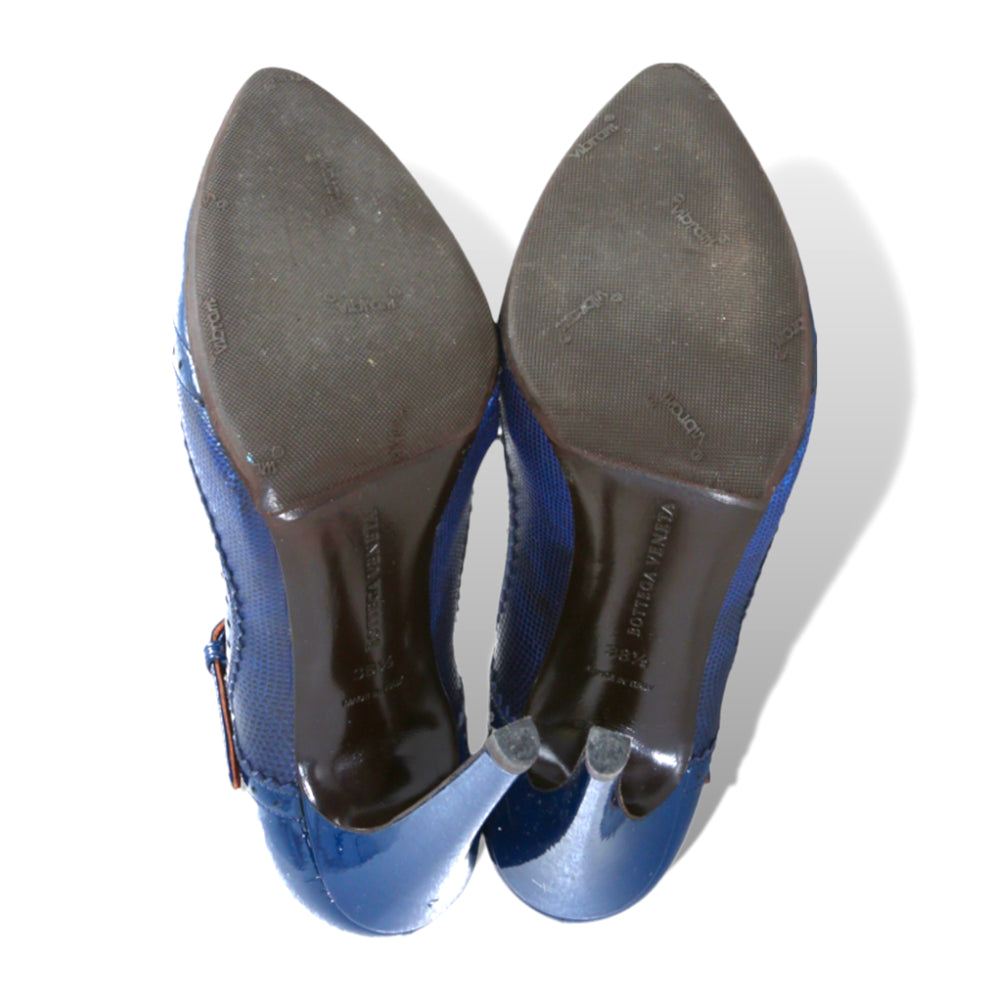BOTTEGA VENETA Made in Italy Patent LEATHER Spectator Ankle Strap Heels