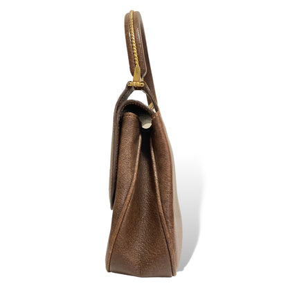 Gucci Vintage Circa 60’s Brown Leather & Gold Braided Top Handle Purse - photo 9 of 14