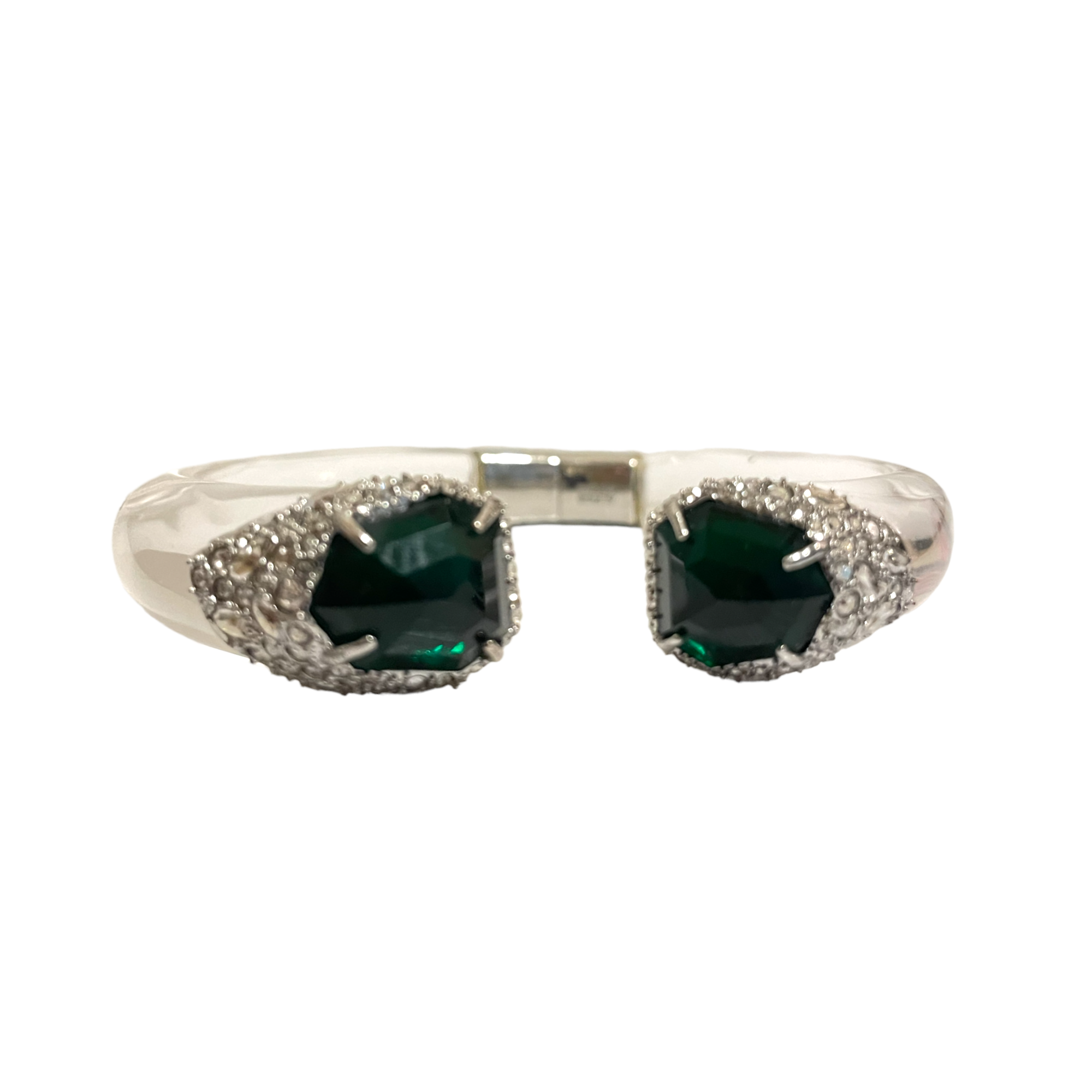 ALEXIS BITTAR Emerald Green, Crystal & Clear Resin Hinge Cuff