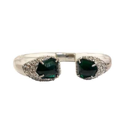 Alexis Bittar Emerald Green, Crystal & Clear Resin Hinge Cuff - photo 5 of 11