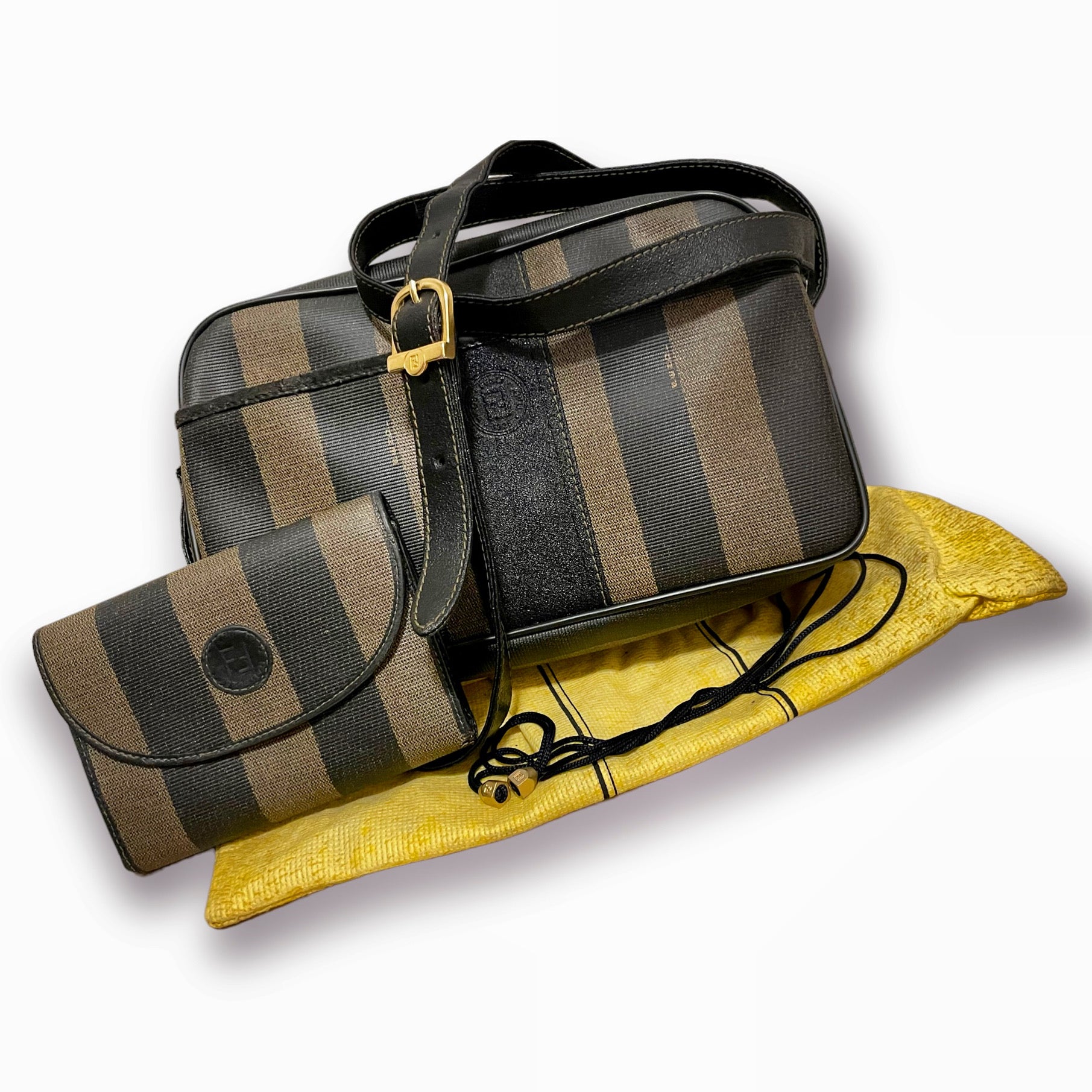 Vintage FENDI Penguin Striped Crossbody/Shoulder Bag