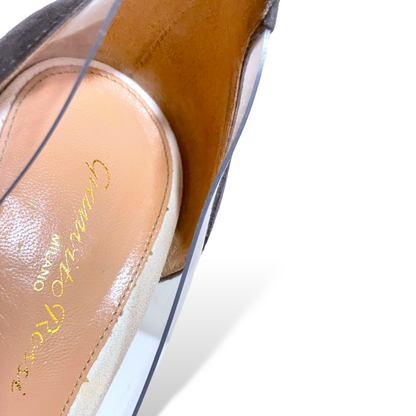 Gianvito Rossi Silver/Grey Leather, Suede and PVC Plexi Pumps - photo 10 of 12
