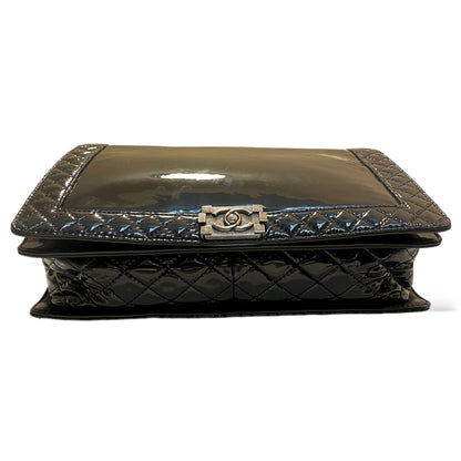 Chanel Reverso Boy Flap Bag Patent Large in Midnight Blue - photo 10 of 20