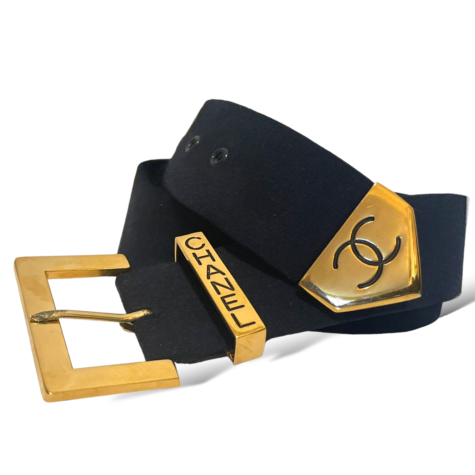 CHANEL Vintage CC Logo Fabric Belt Circa Spring 99’