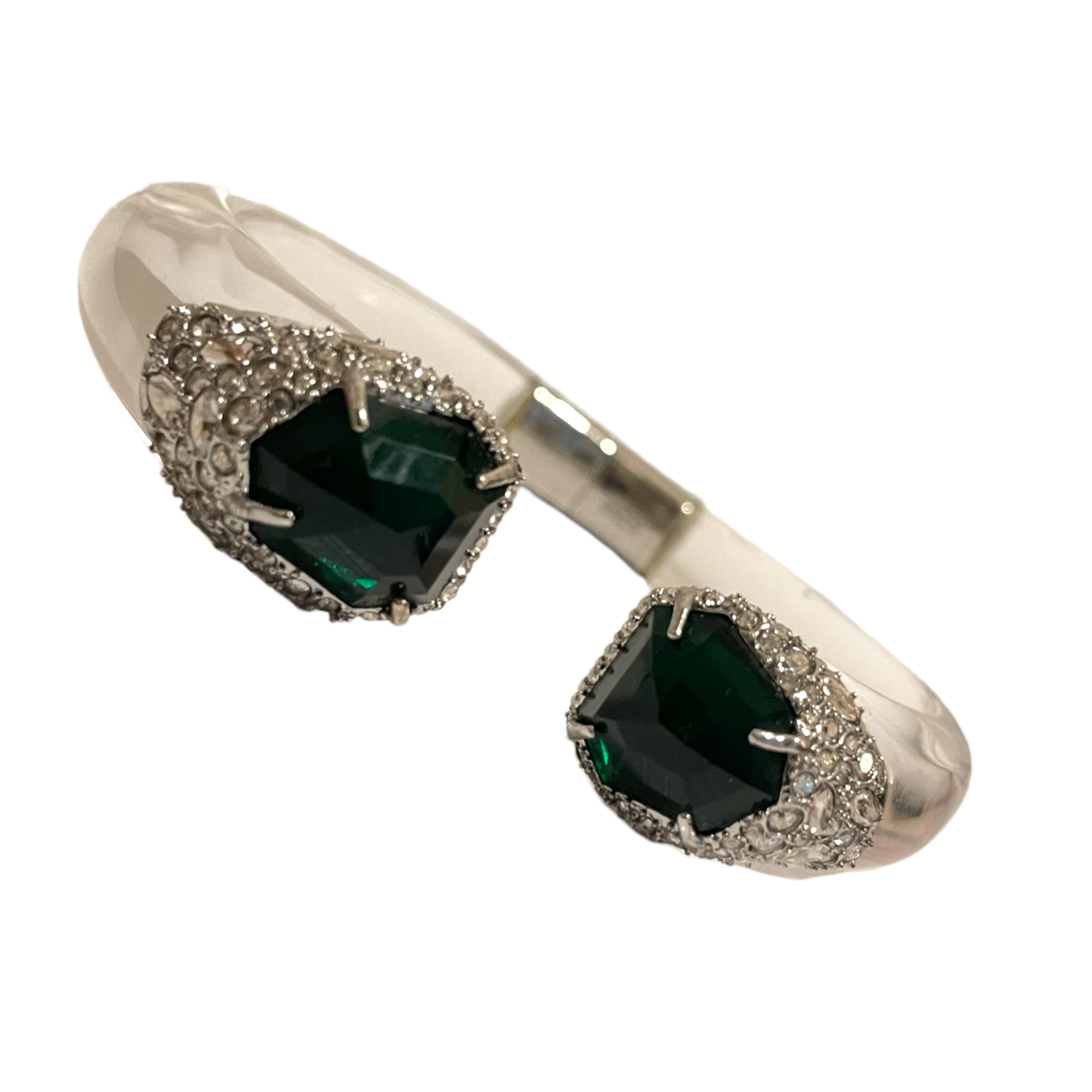 ALEXIS BITTAR Emerald Green, Crystal & Clear Resin Hinge Cuff