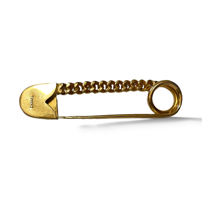 CHANEL Vintage RARE Gold-tone Four Leaf Clover Clothes Pin Brooch