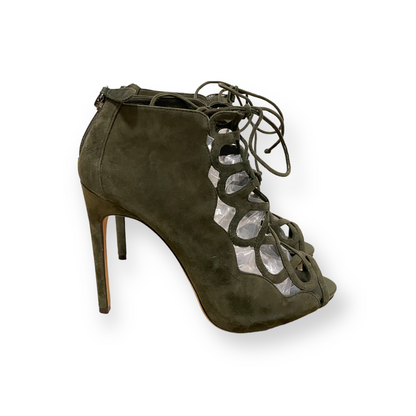 Alexandre Birman Olive Green Suede Cage Heels - photo 6 of 12