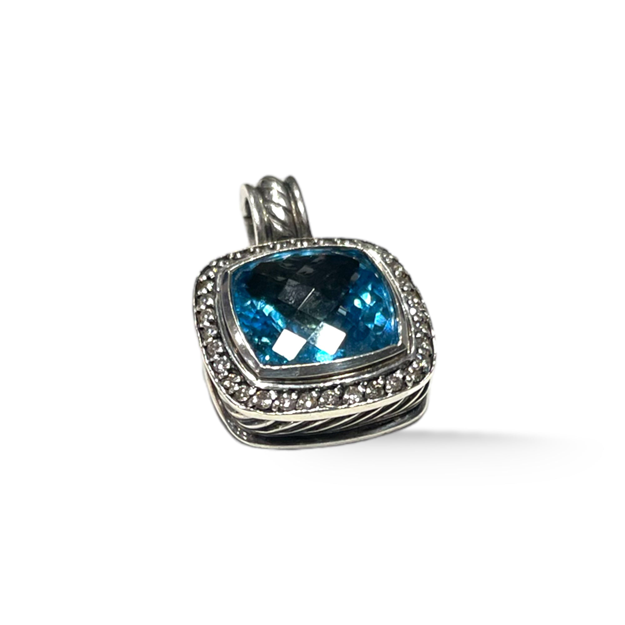 DAVID YURMAN Albion Pendant in Sterling Silver with Blue Topaz & Pavé Diamonds