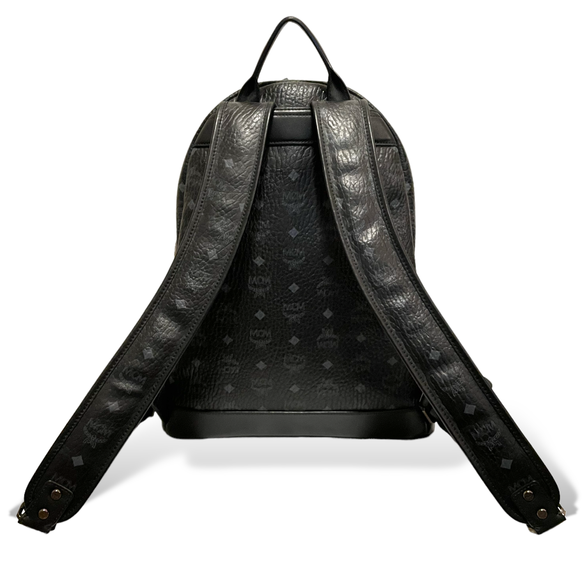 Men’s MCM Blk/Gry Monogram Stark Side Studs Backpack in Visetos |Size: 42.5cm|