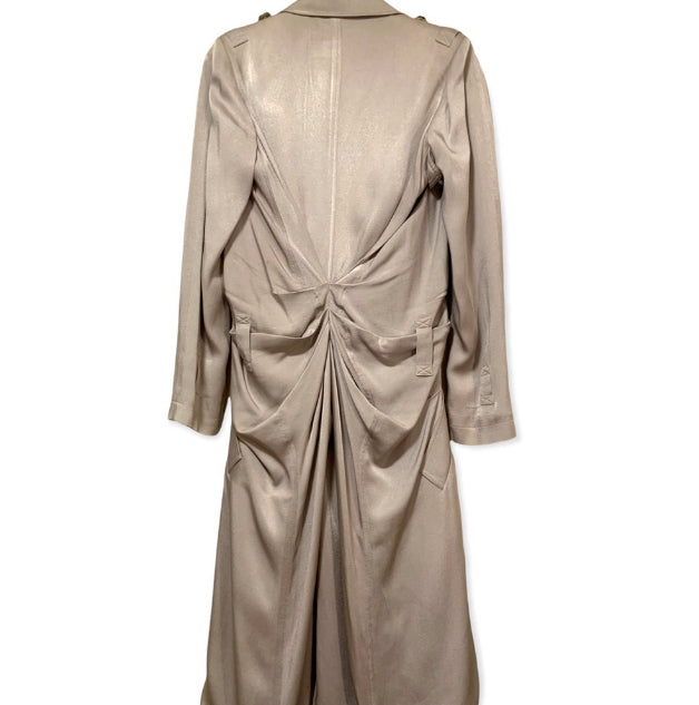 S/S 2004 Christian Dior by John Galliano Silver Satin Trench Coat Jacket