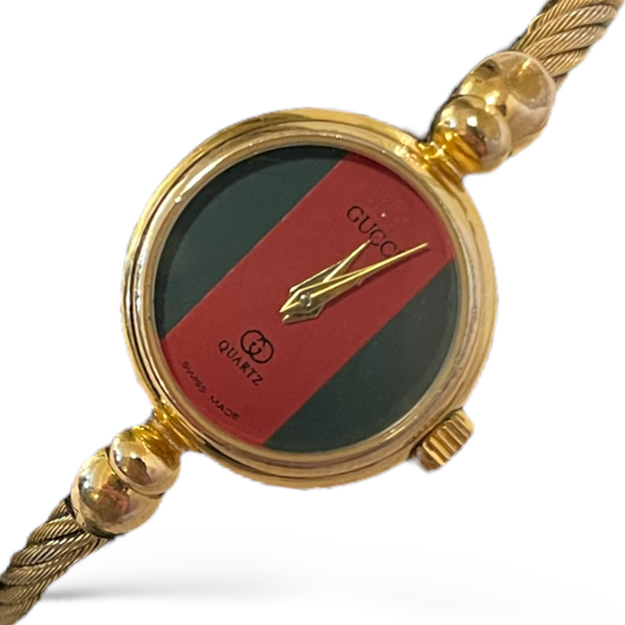 GUCCI Vintage Ladies' Bangle Bracelet Watch with Signature Red & Green Motif Dial |20mm|