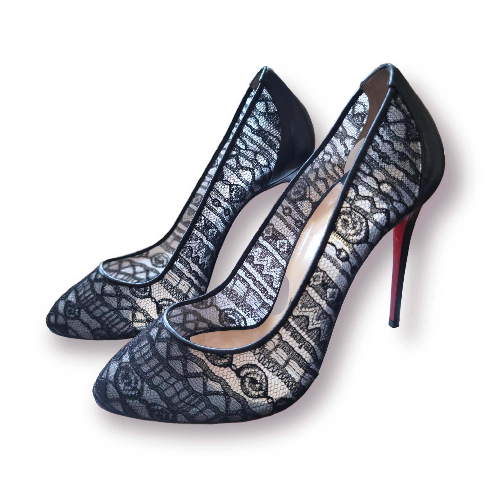 Christian Louboutin Black Dorissima Lace 100 Dentelle Pumps