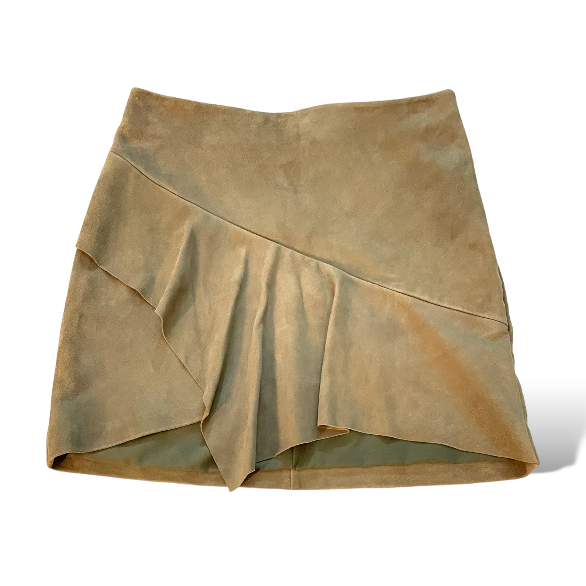 BA&SH Goat Leather Olive Green Mini Skirt |Size: Small|