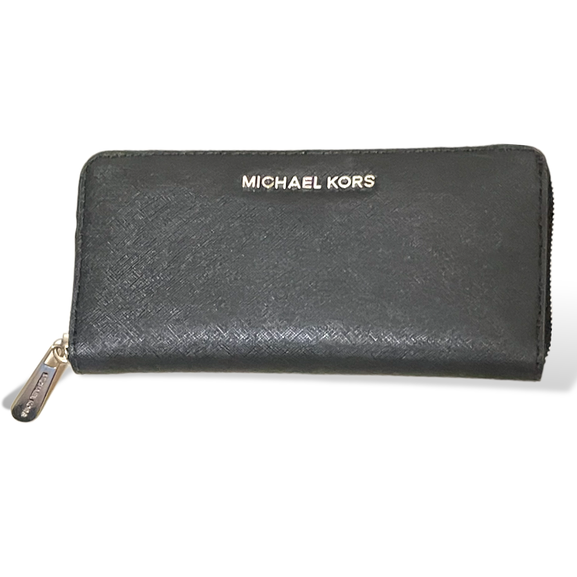 Michael Kors Black Saffiano Leather Zip Around Continental Wallet